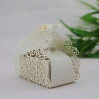 Candy Box Laser Cut Paper Rose Box with Ribbon Bow 
